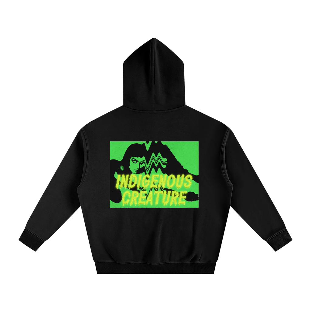 ‘indigenous creature’  oversized fleece hoodie
